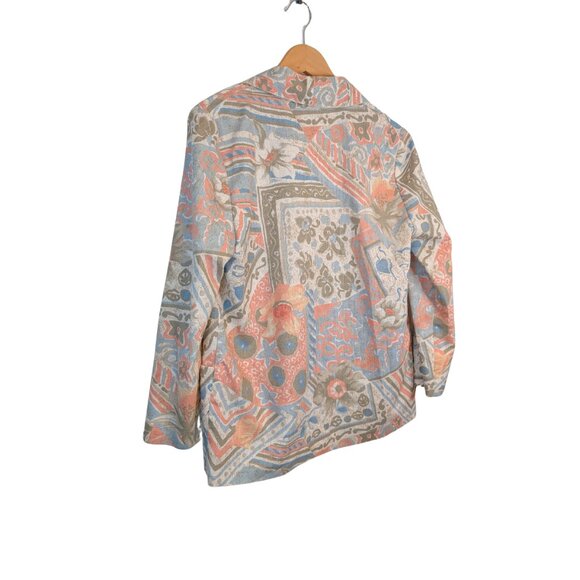 Block Island Petites Womens 8P Vintage 90s Blazer Jacket Padded Shoulder Linen B - Picture 5 of 9